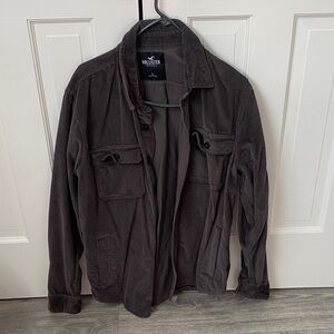 Hollister Men's Dark Gray Corduroy Shirt Jacket
